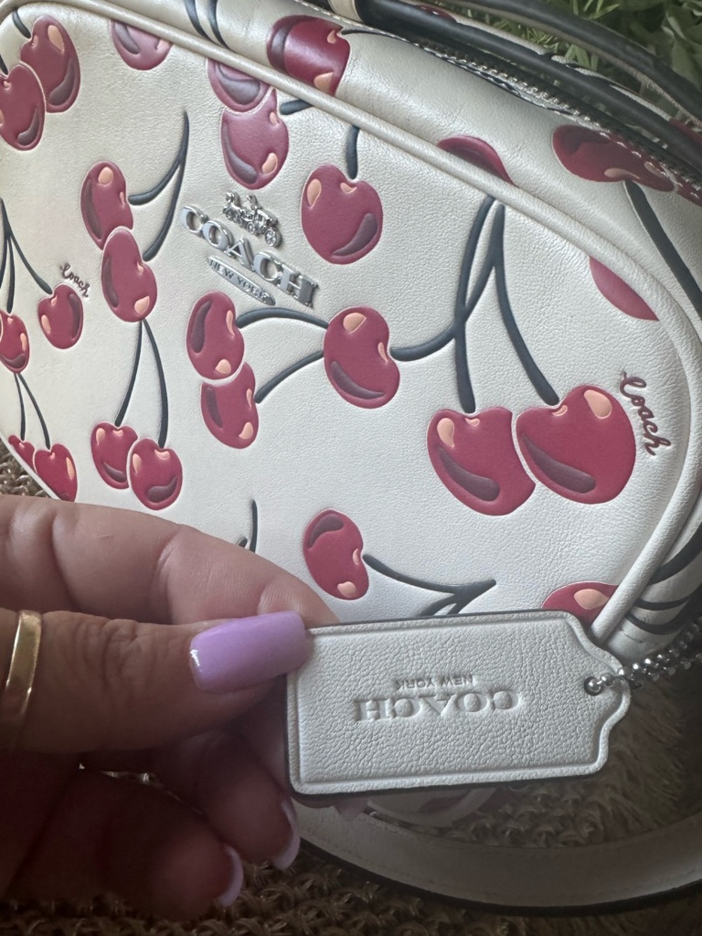 COACH Cherry Print Crossbody Bag Cream w/ Adjustable Strap 🍒 - Picture 3 of 3